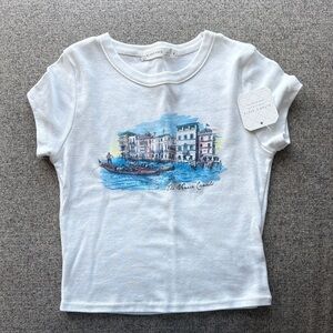 Altar'd State White Graphic Crop Top